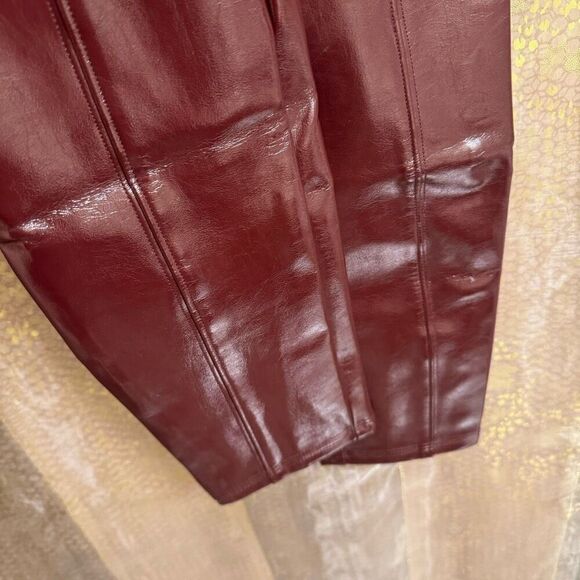 Spanx Faux Patent Leather Liquid Ruby Maroon Leggings Small Petite NWT - Picture 4 of 11
